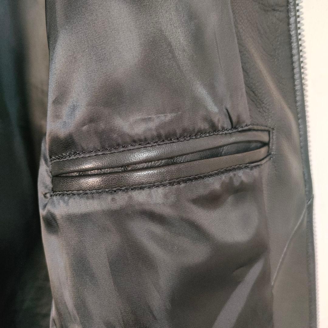 【美品】SHIPS シップス　本革ラムレザージャケット シングル黒Ｌ