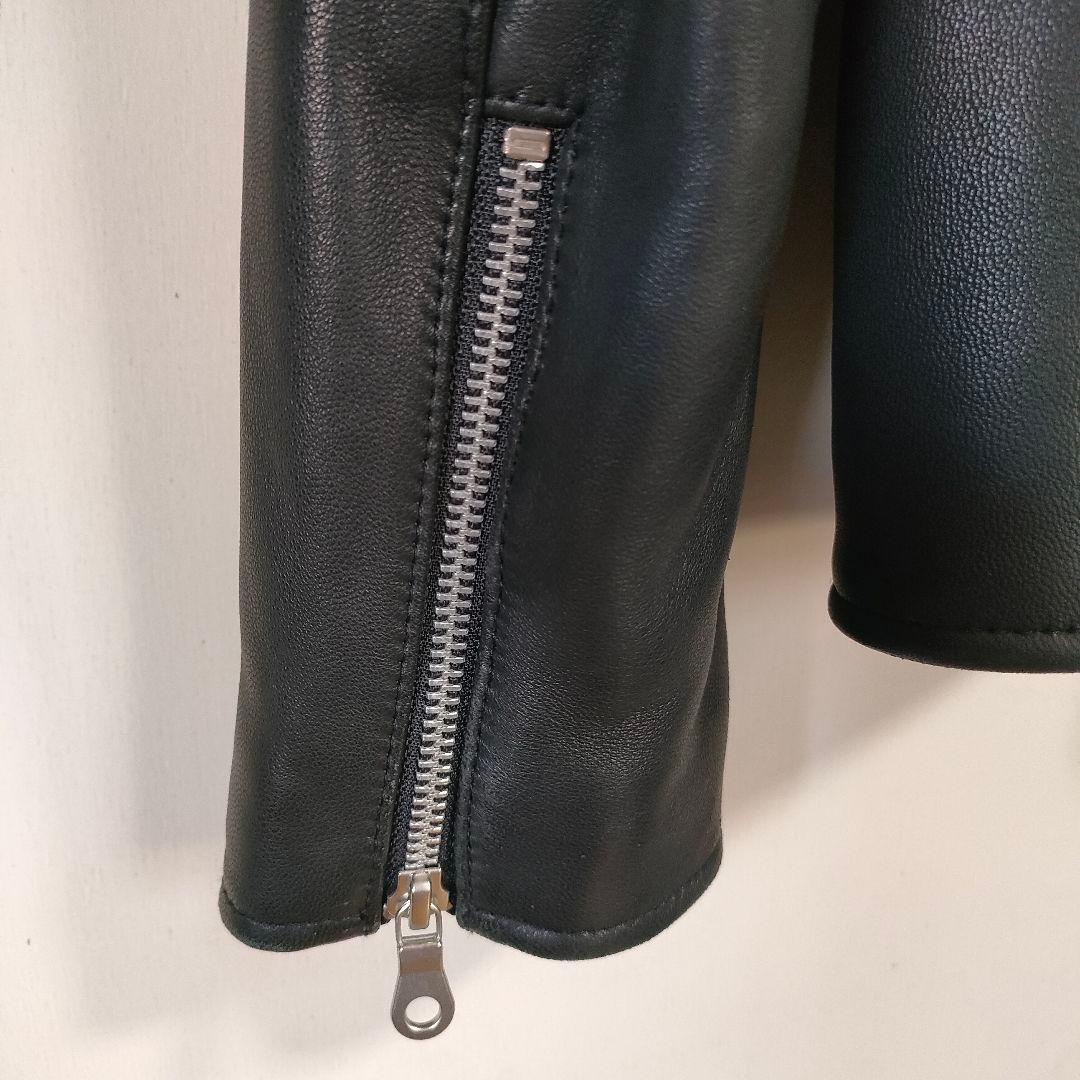 【美品】SHIPS シップス　本革ラムレザージャケット シングル黒Ｌ