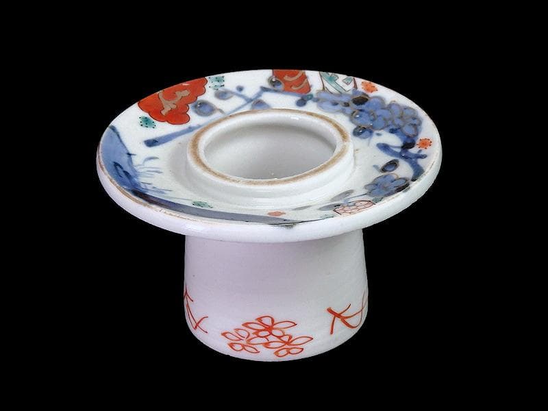 古伊万里　染錦　流水に梅の図　盃台　D194AS-BTs