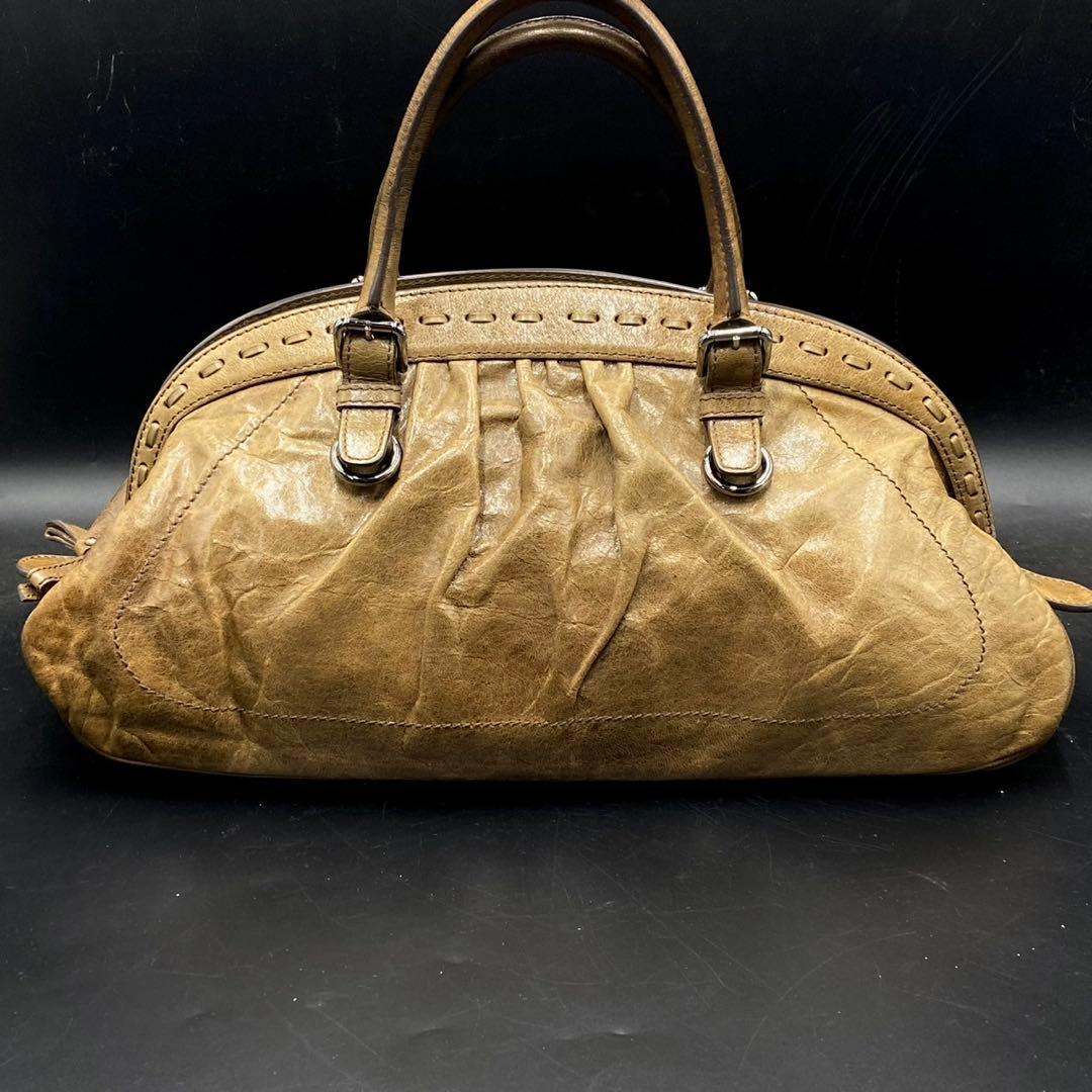 ドルチェ＆ガッバーナ 内側レオパード柄 ハンドバッグ ブラウン レザー