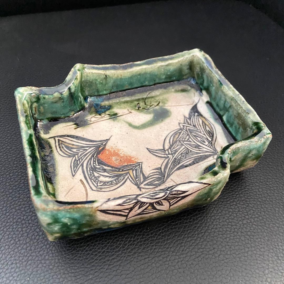 坂口健 東御土風紋織部向付 皿 器 作家もの 作陶展 共箱つき