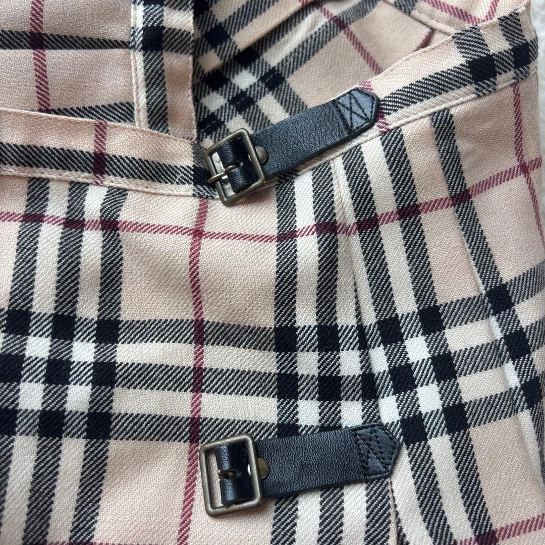 バーバリーブルーレーベル ベージュ ノバチェック プリーツラップスカート M