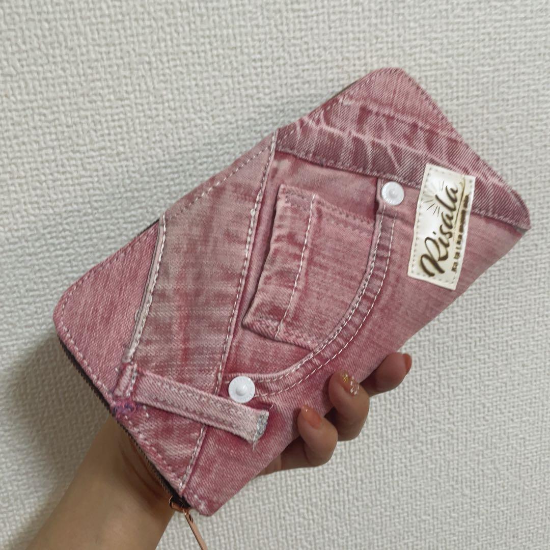 デニム ウォレット ラウンドファスナー