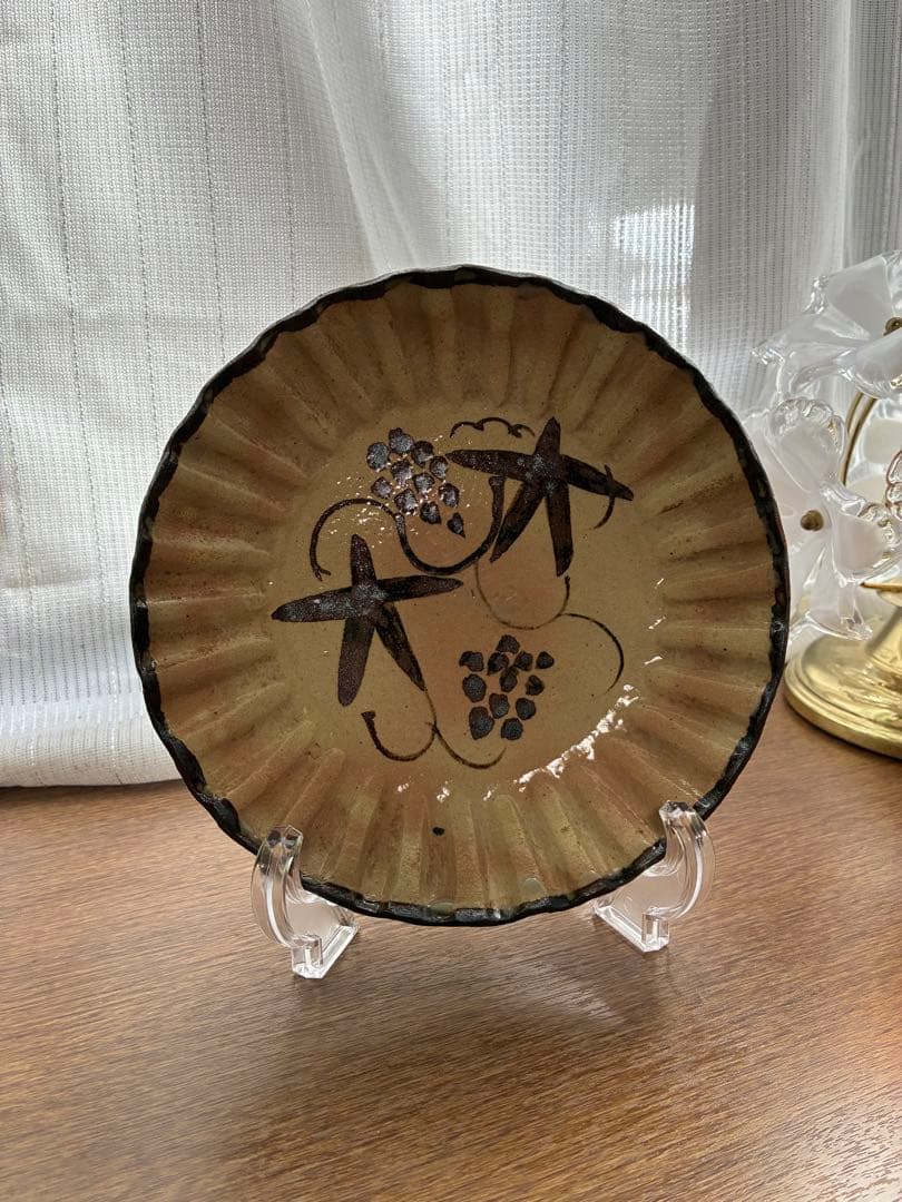 北大路魯山人 絵瀬戸 葡萄文 皿 小皿
