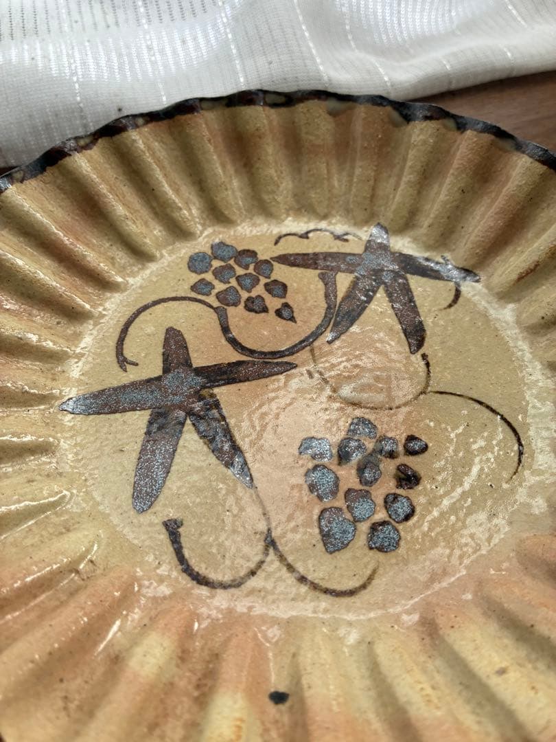 北大路魯山人 絵瀬戸 葡萄文 皿 小皿