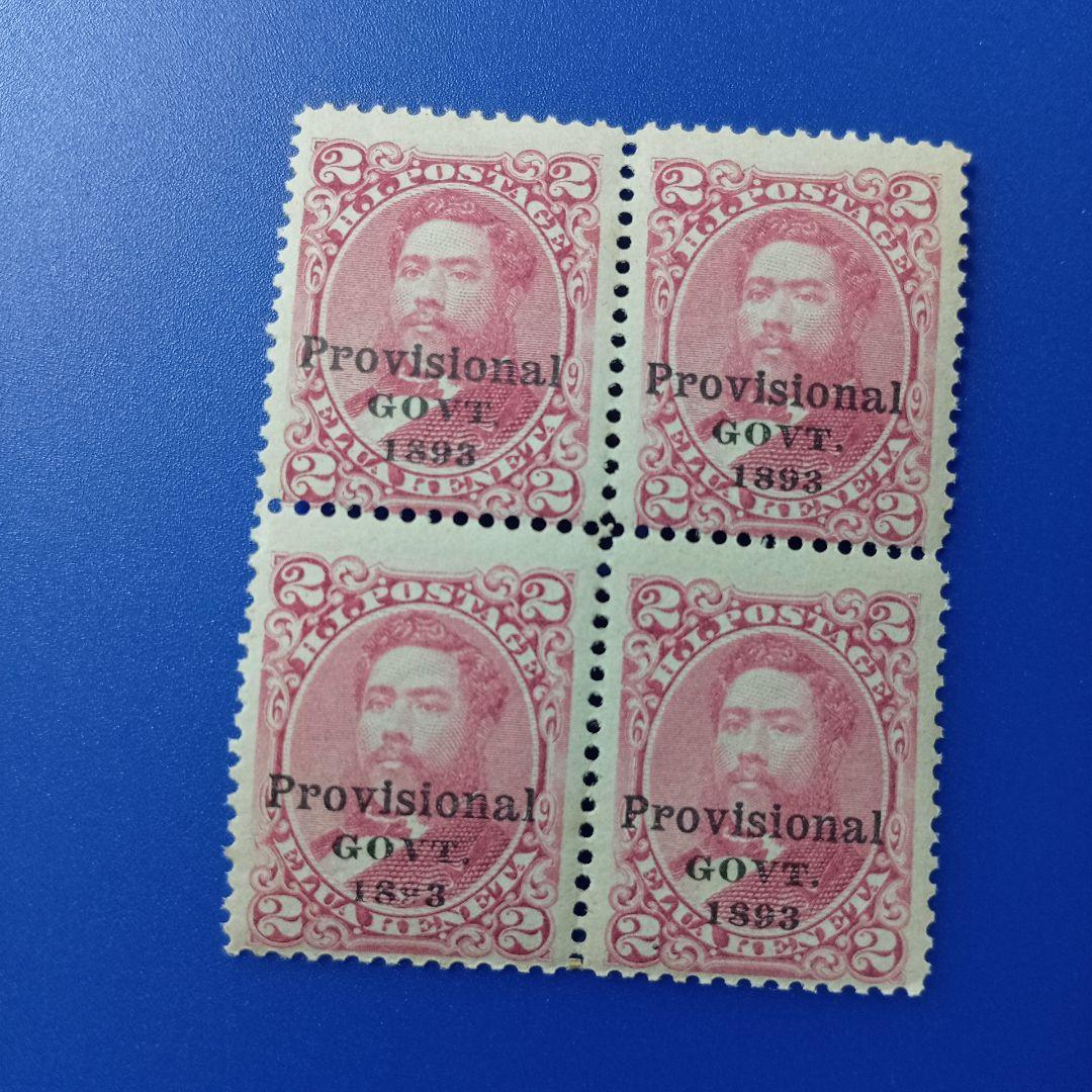 8878 外国切手 1893年 アメリカハワイ暫定政府 田型加刷 激レア