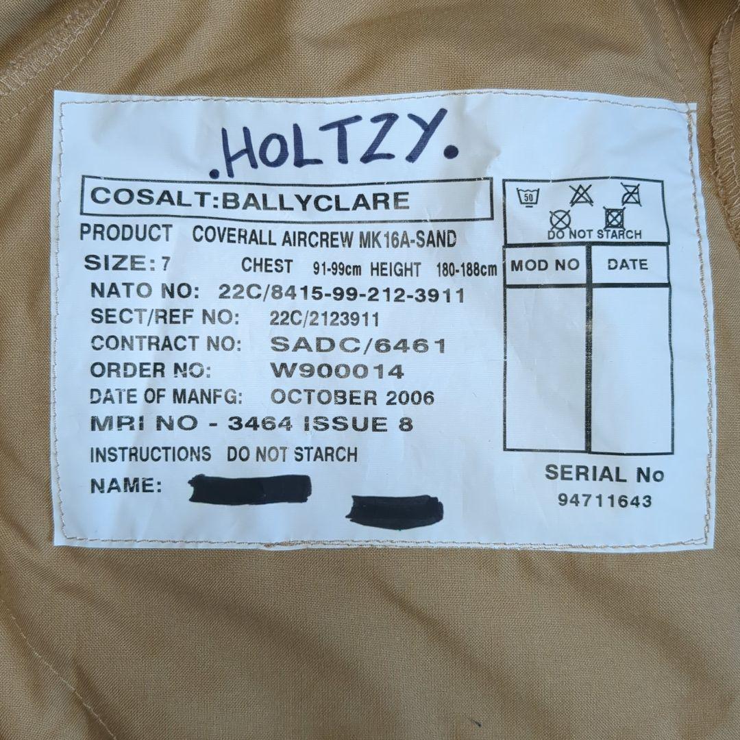 イギリス軍エアクルーカバーオールMK16A(デザート）【実物新品】