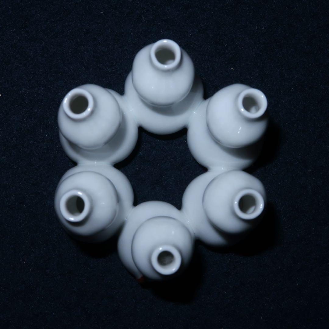 【茶道具】横石嘉助作　平戸白磁六瓢蓋置