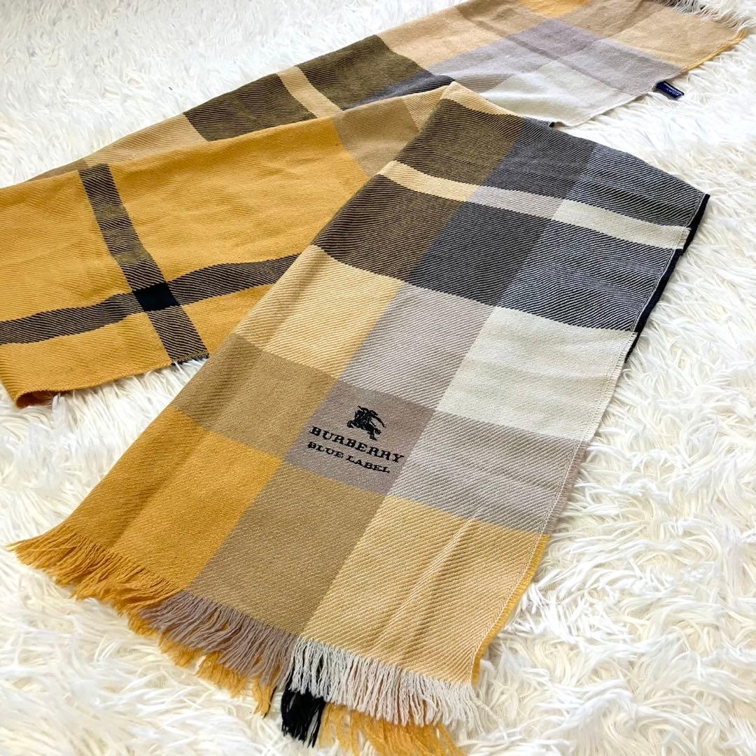 BURBERRY BLUE LABEL マフラー　ロゴ刺繍　ノバチェック