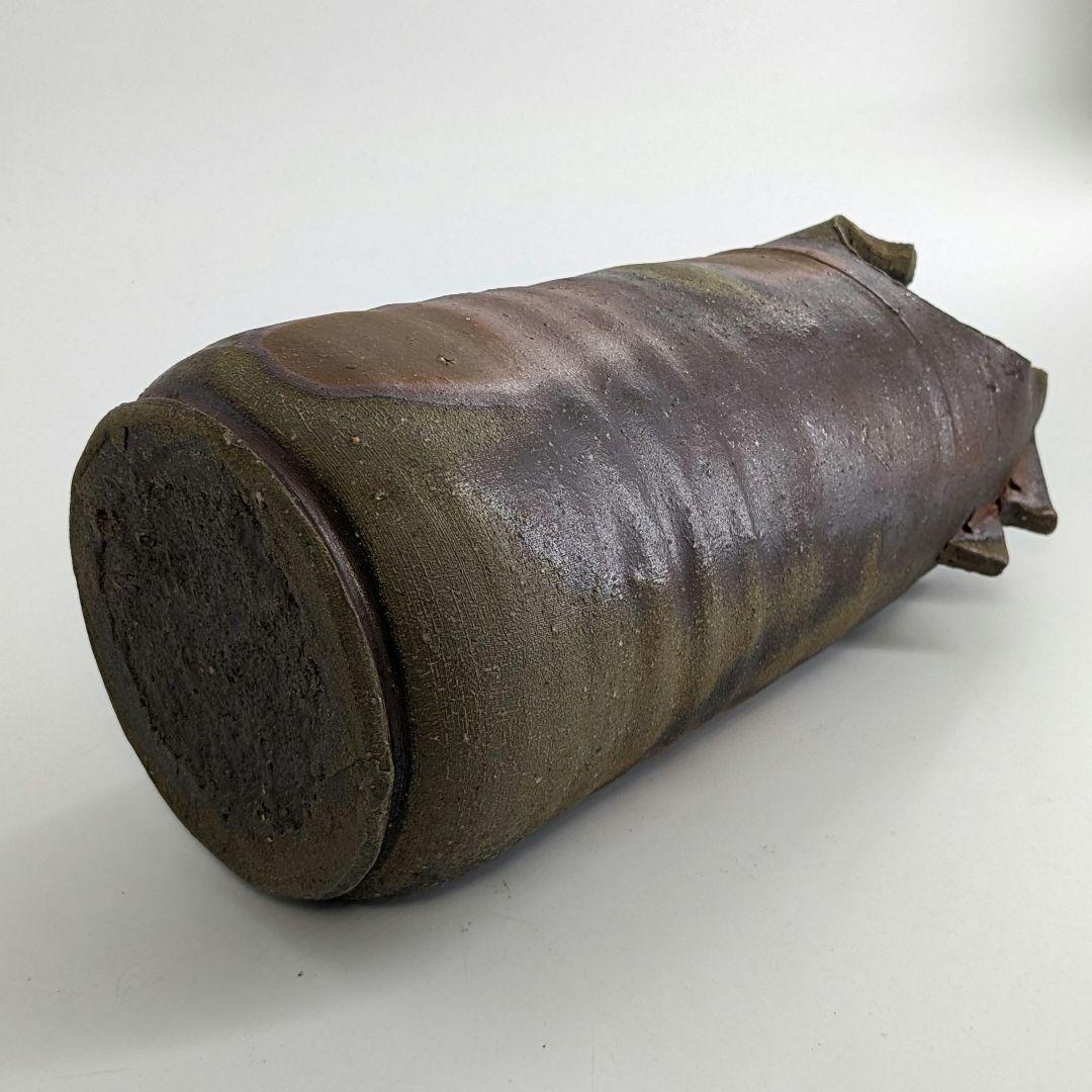 岡山県重要無形文化財 金重晃介 備前焼 耳付花入 合箱 花瓶 花器 置物 華道具