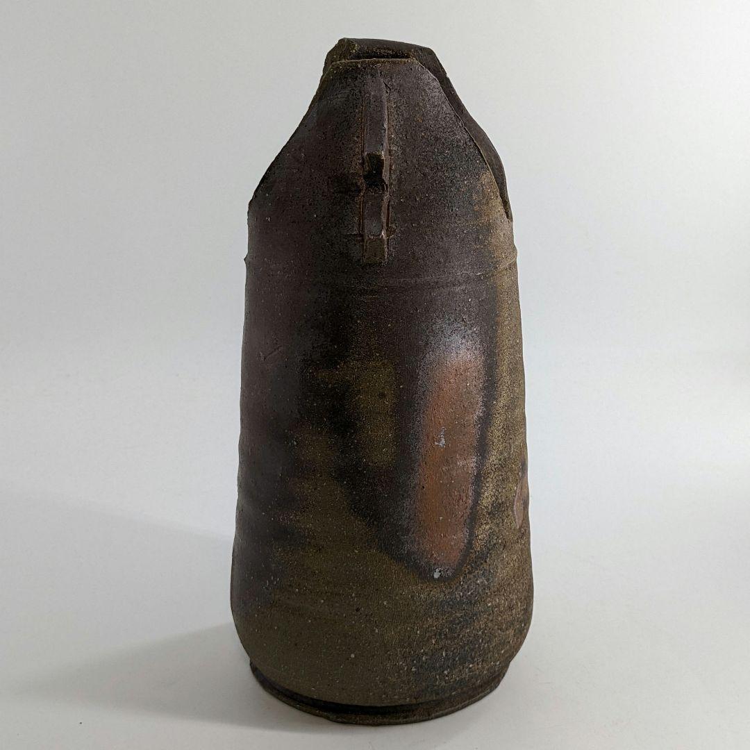 岡山県重要無形文化財 金重晃介 備前焼 耳付花入 合箱 花瓶 花器 置物 華道具