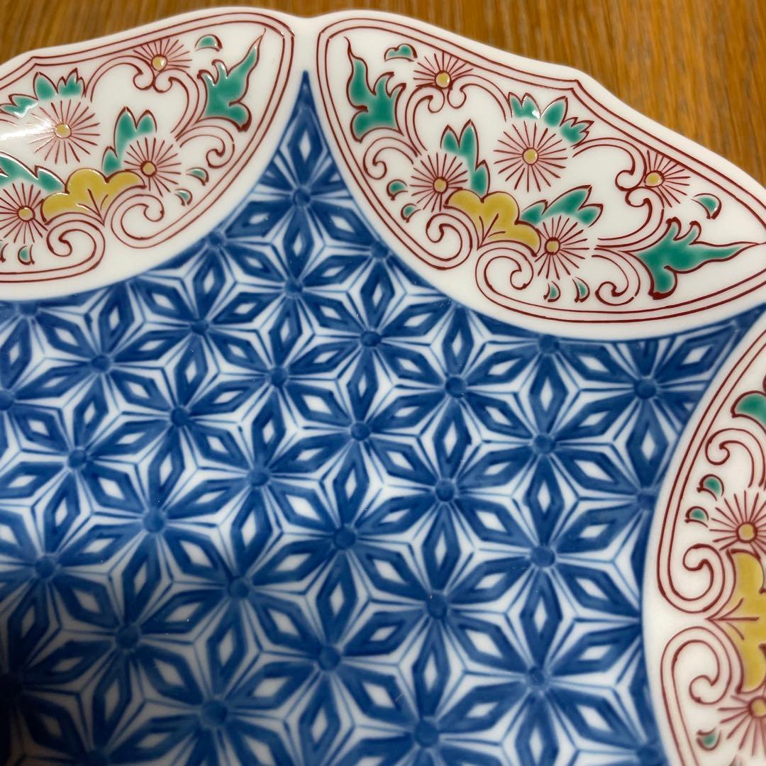 鍋島焼　其泉　色鍋島麻葉紋銘々皿　3枚　箱なし