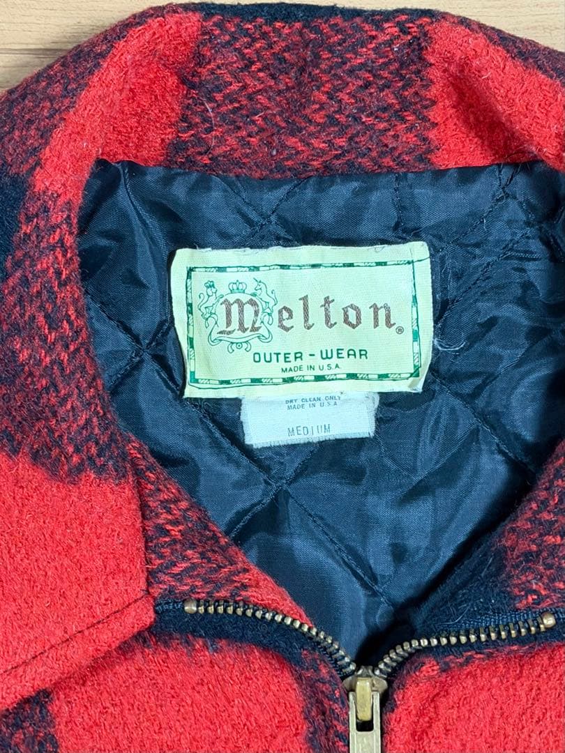 70's Melton バッファローチェック　ウールジャケット