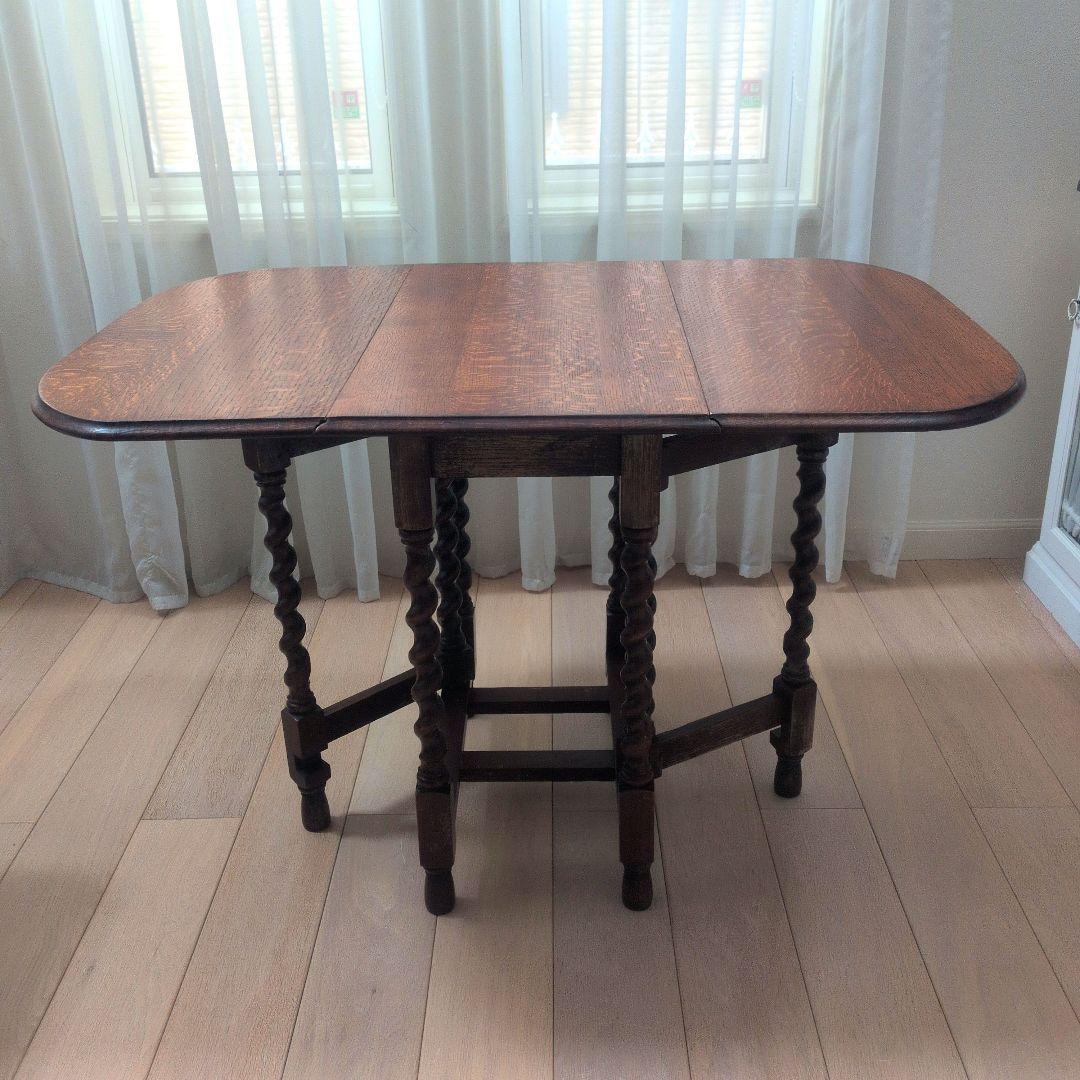 イギリスアンティーク　ゲートレッグテーブル　ダイニングテーブル　ツイストレッグ