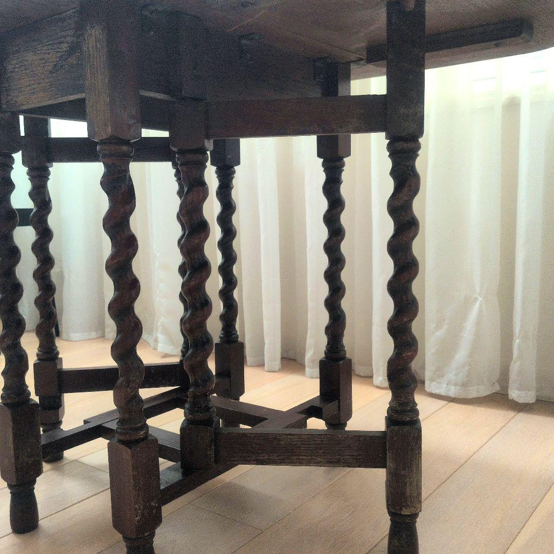 イギリスアンティーク　ゲートレッグテーブル　ダイニングテーブル　ツイストレッグ