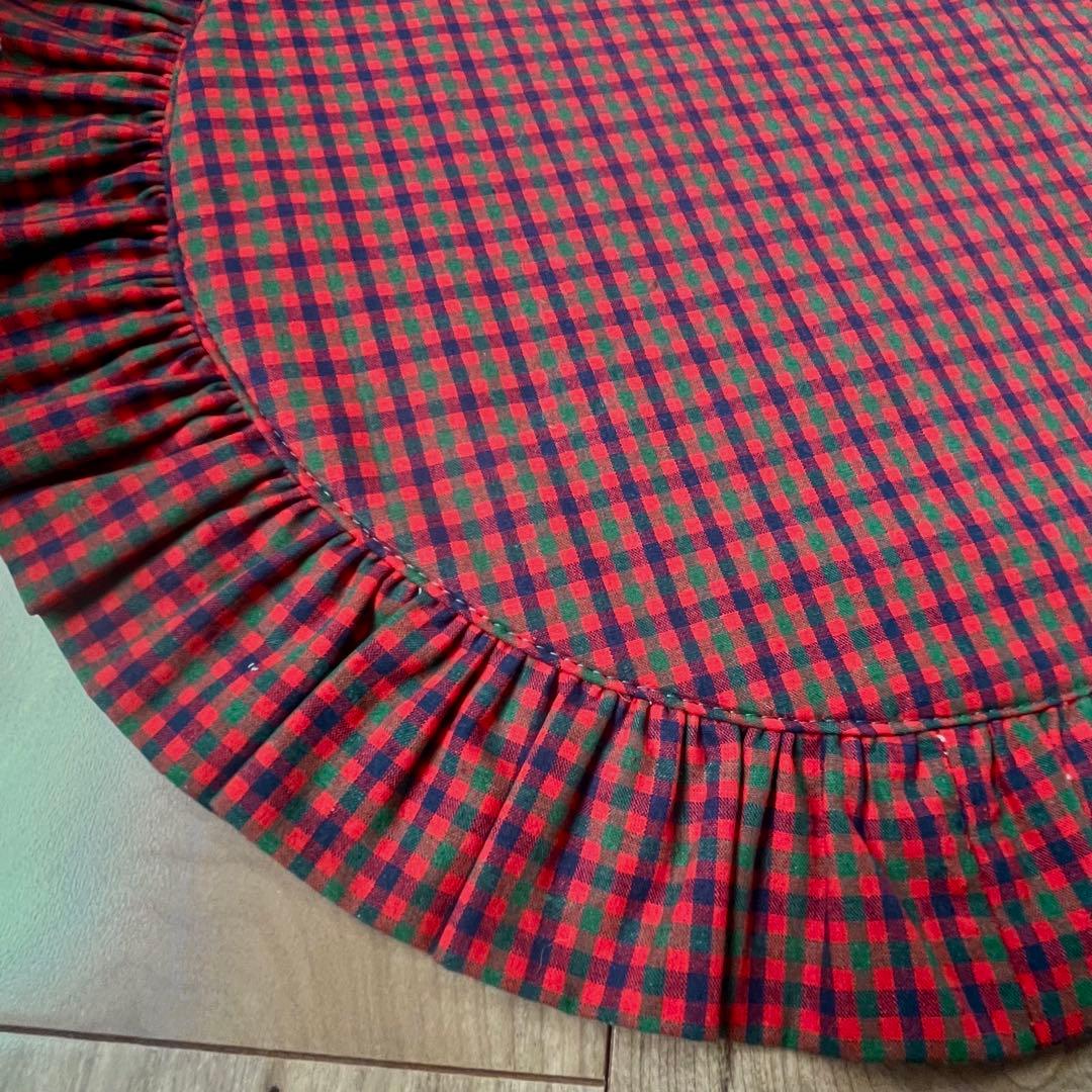 1324.カフェマット50×71 ファミリアのようなチェック　ハンドメイド犬