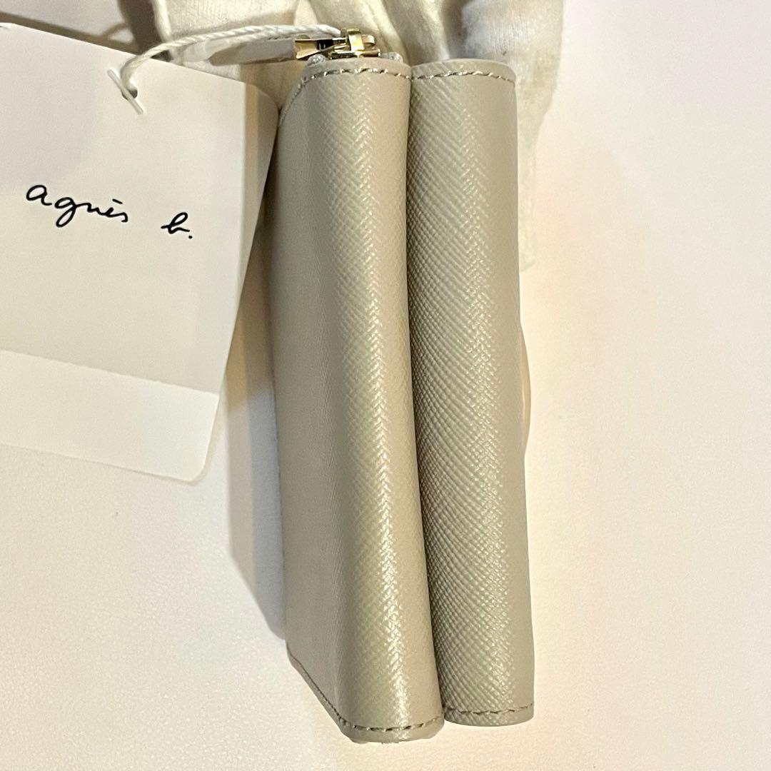 新品未使用✨agnes b. 折り財布 三つ折り ロゴ金具 レザー ベージュ