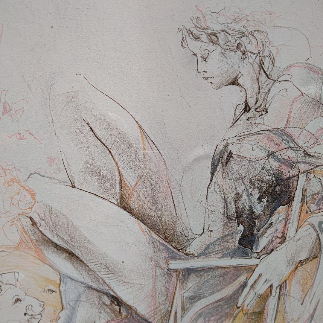 特価◯絵画　スト−ンリトグラフ版画　額装品