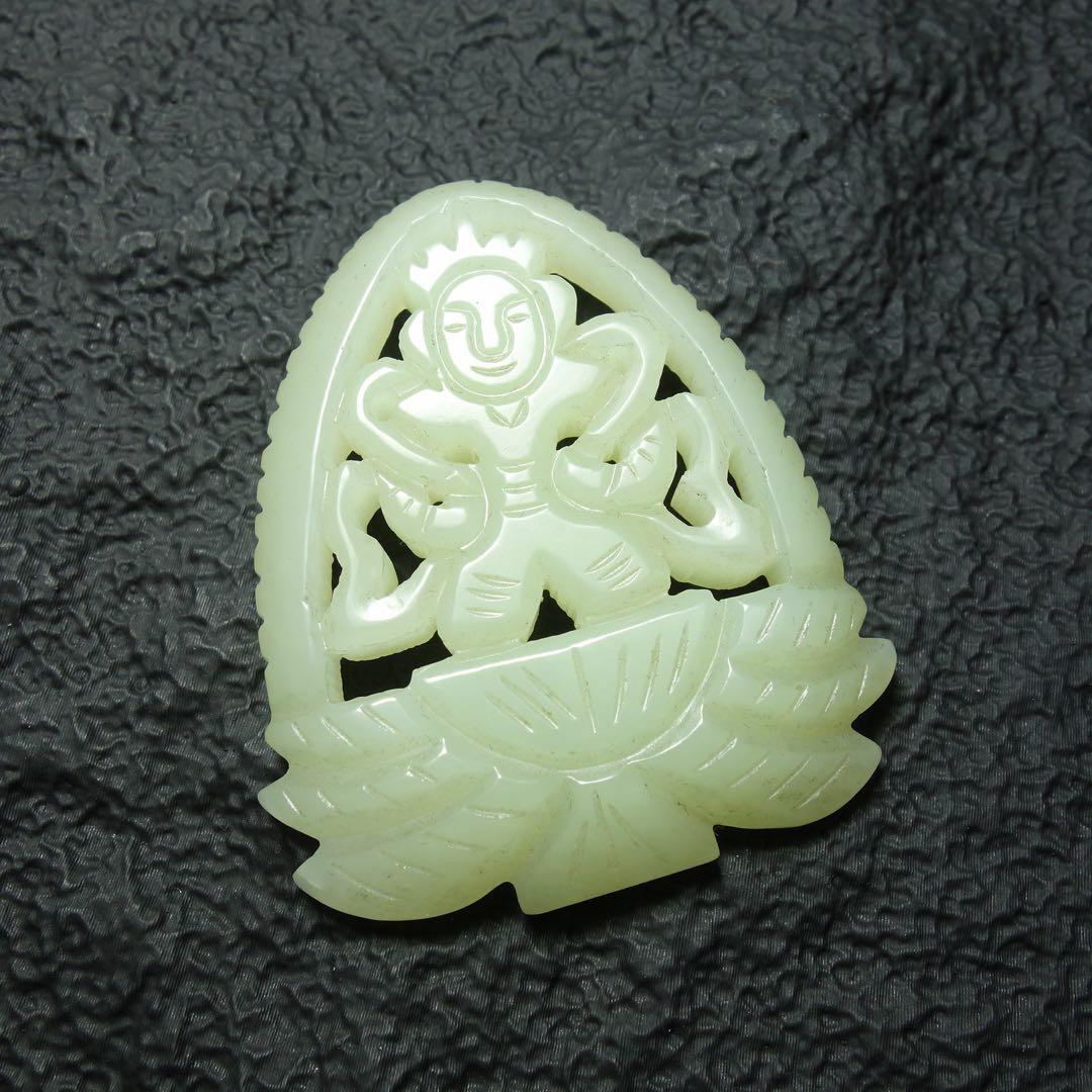 清時代 和田玉 玉牌 古玉 中国美術 天然石 彫刻 時代物 C1A144