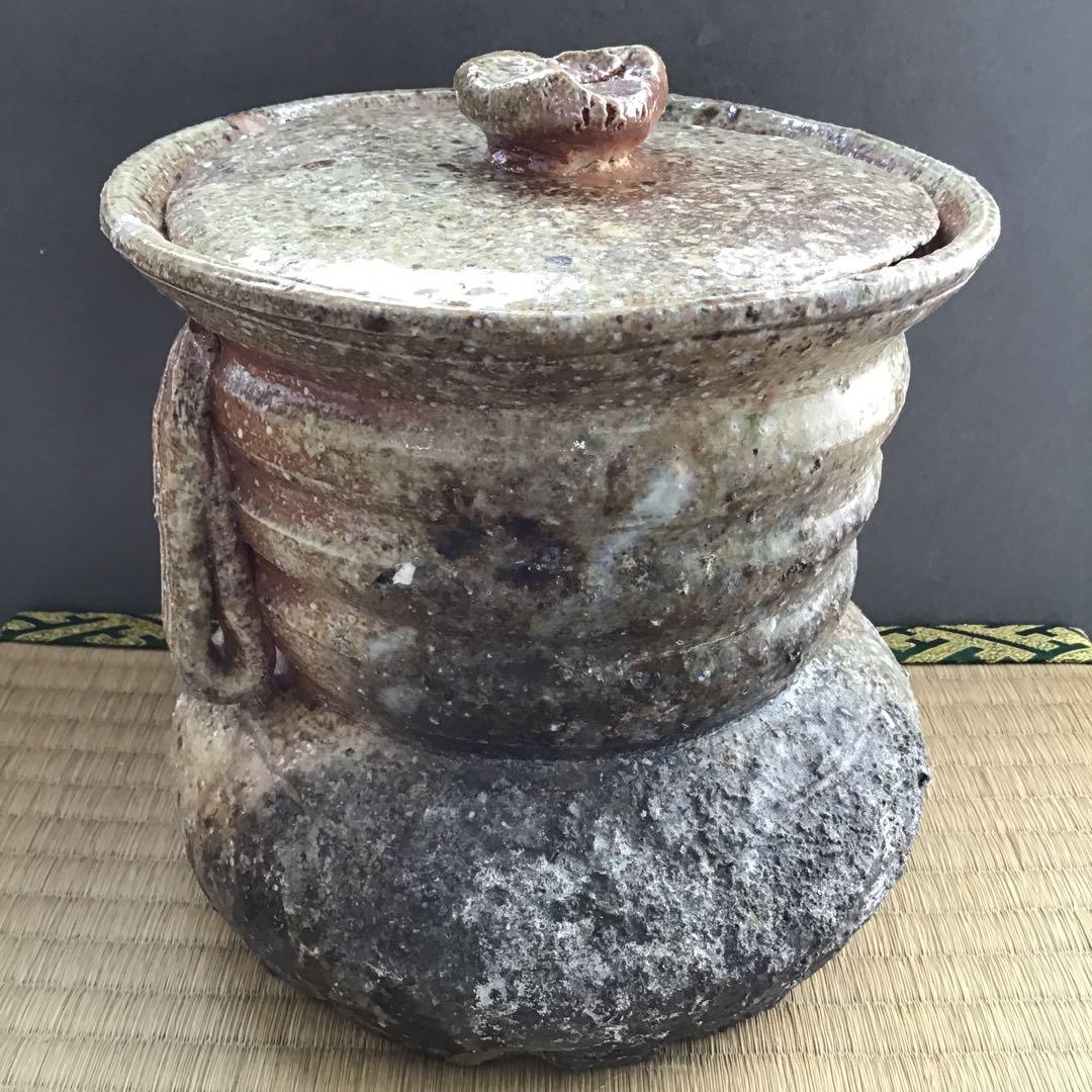 茶道具　水指　信楽耳付水指　四代高橋楽斎作　栞　共箱　S107MS