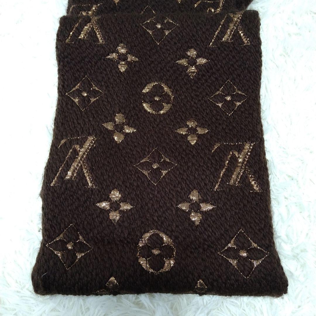 LOUIS VUITTONルイヴィトン国内正規ロゴマニアモノグラムマフラーマロン