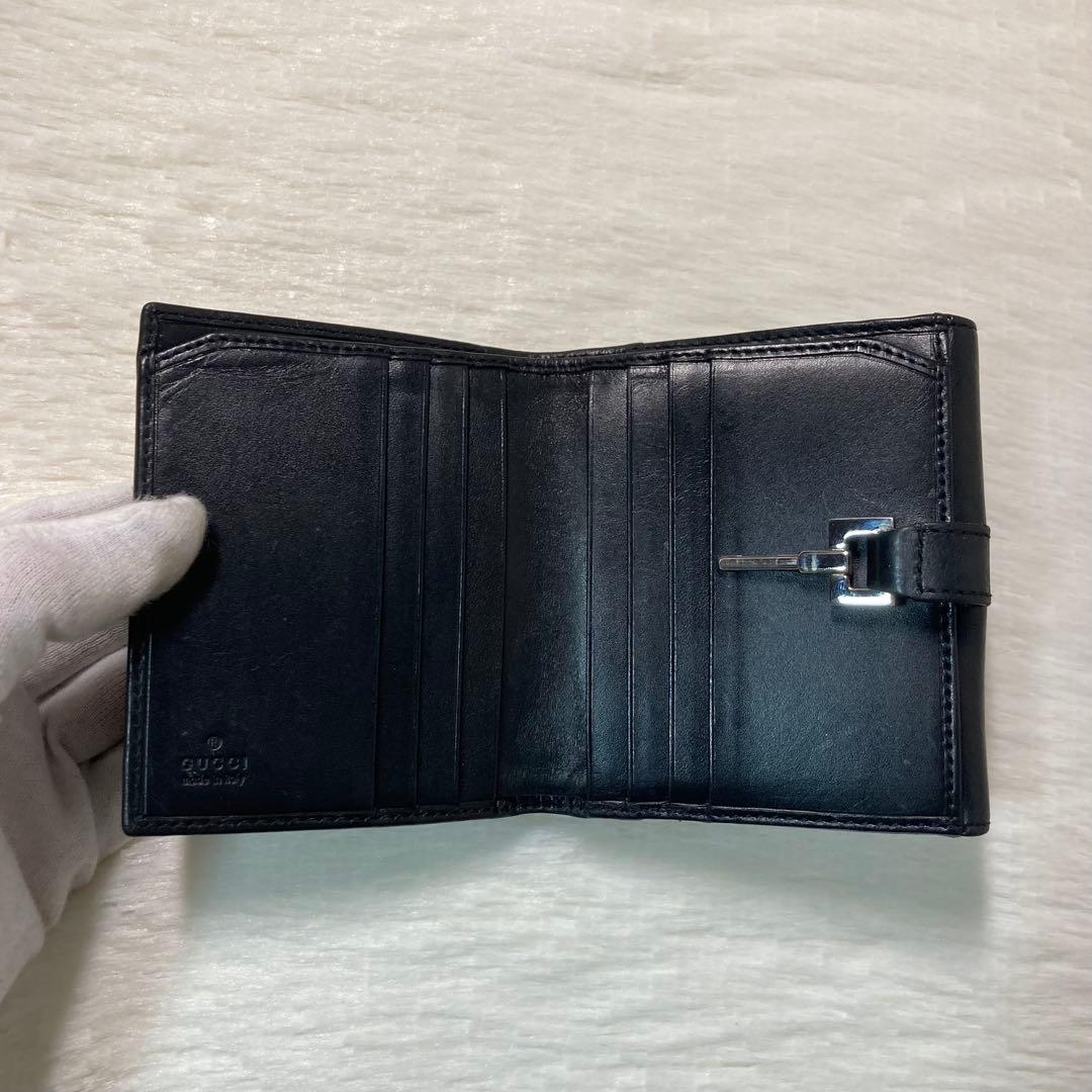 GUCCI グッチ　二つ折り　財布　レザー　ジャッキー　黒　折りたたみ　格安