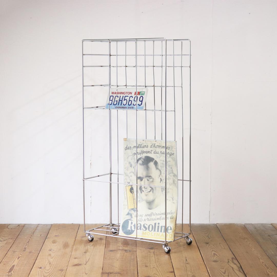 ヴィンテージ ワイヤーラック キャスターワゴン ネットシェルフ ポスター 収納