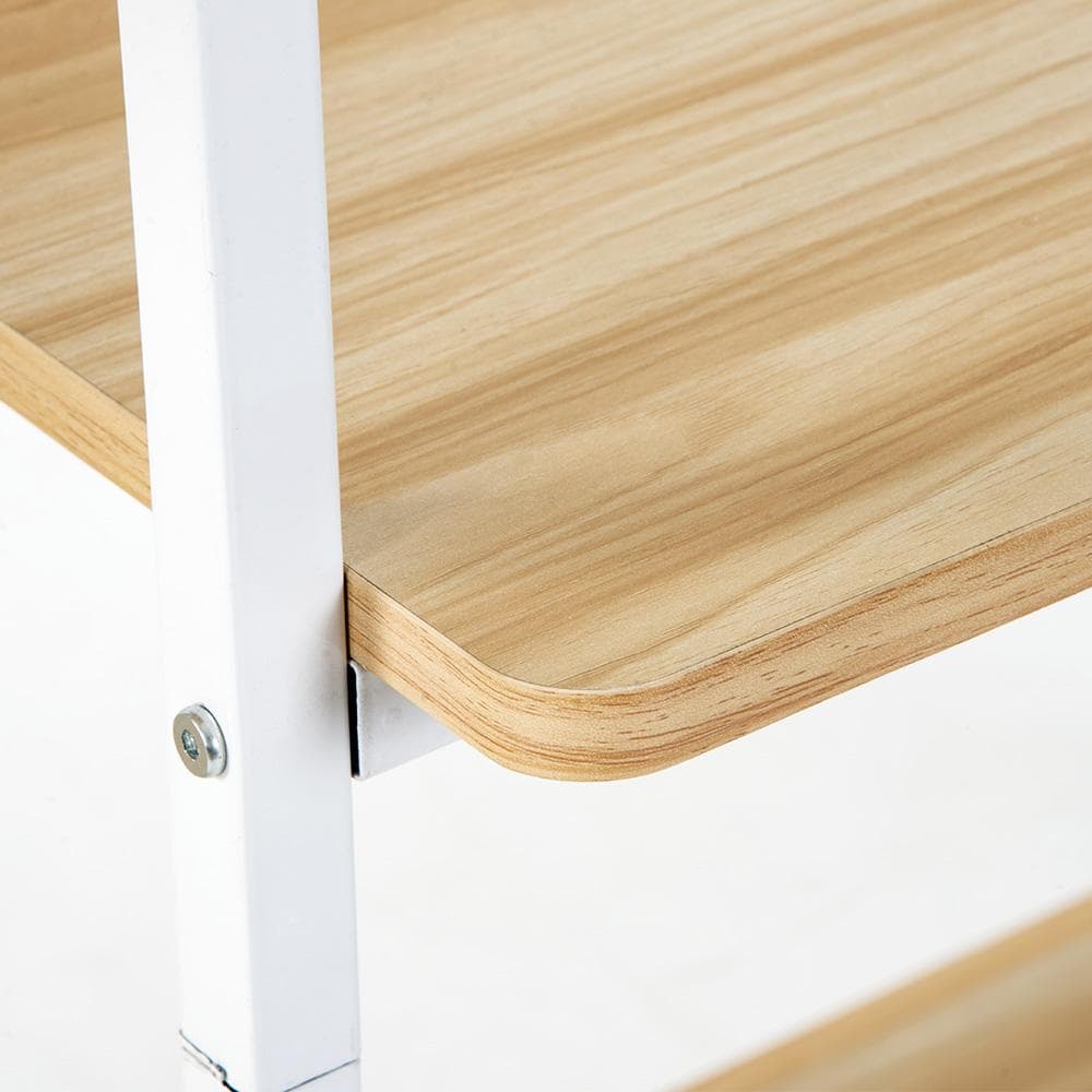 ナチュラル】パソコンデスク 引き出し付き　3段シェルフ付 パソコンデスク 木製