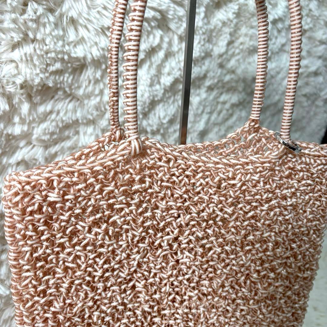 ふくあり様ANTEPRIMAワイヤーバッグ PVC スクエアラージ ピンク 希少