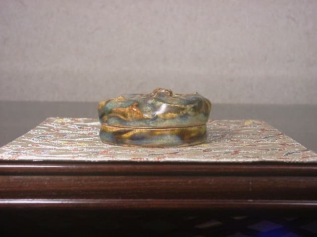 京焼・清水焼　ブロンズ作家　沼田一雅作　香合　銘：雲龍　無傷　共箱　古物。