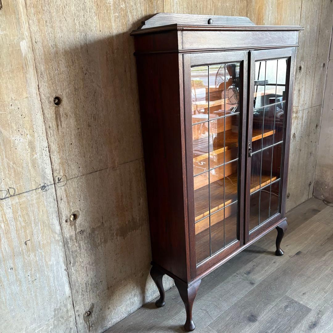 英国アンティーク　ヴィンテージ ブックシェルフ　猫脚キャビネット　クラシック