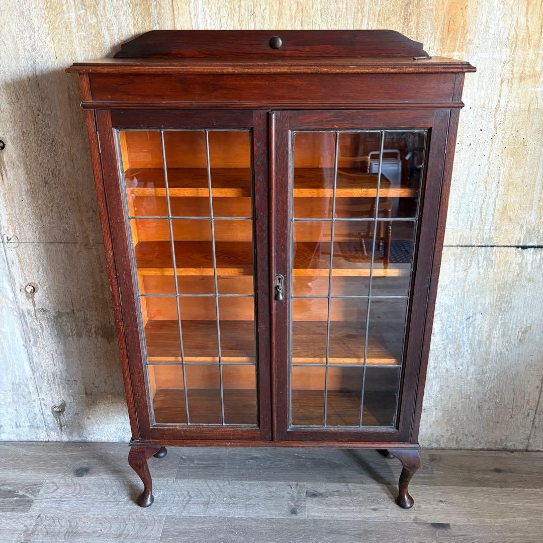 英国アンティーク　ヴィンテージ ブックシェルフ　猫脚キャビネット　クラシック