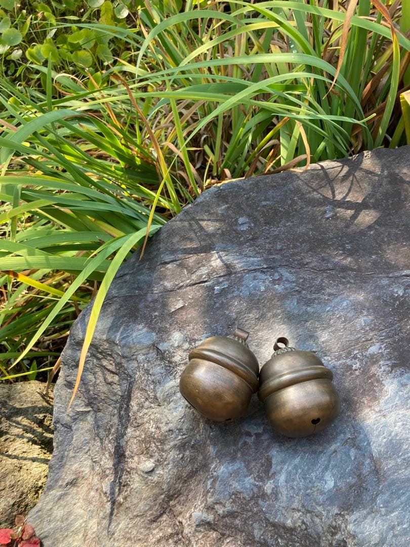 ハートの愛らしい鐘　ヴィンテージ品　ブロンズ製　2個セット　結婚　ウエディング