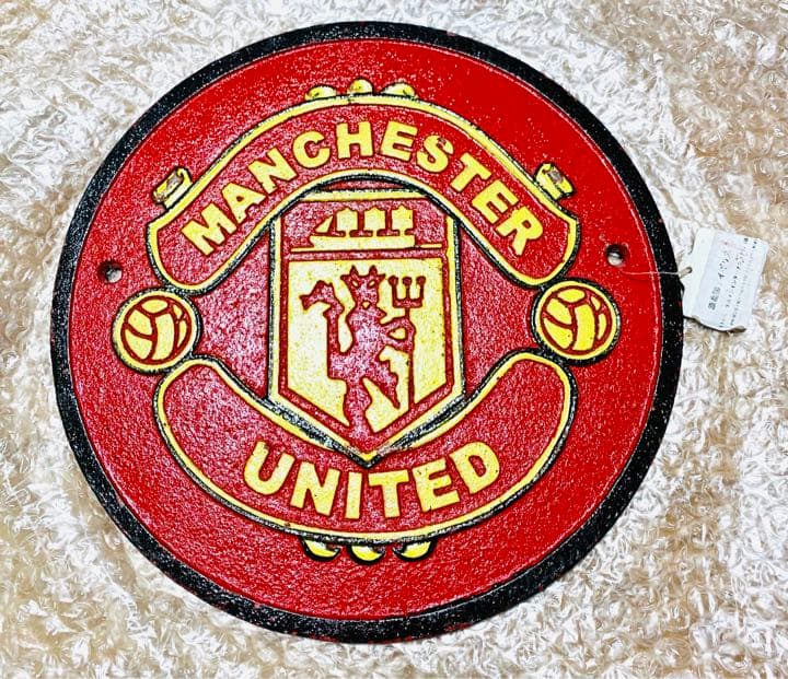 マンチェスターユナイテッド　壁掛け　エンブレム　スチール　アンティーク　マンU