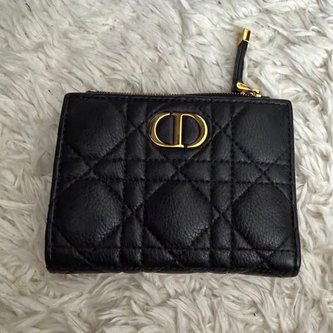 【期間限定】Christian Dior 黒 レザー 二つ折り財布 ディオール