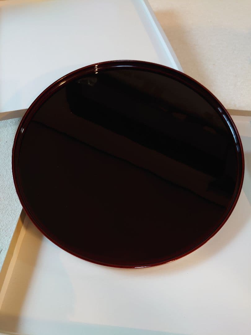 越前塗 粂治郎 漆器 円形膳 黒