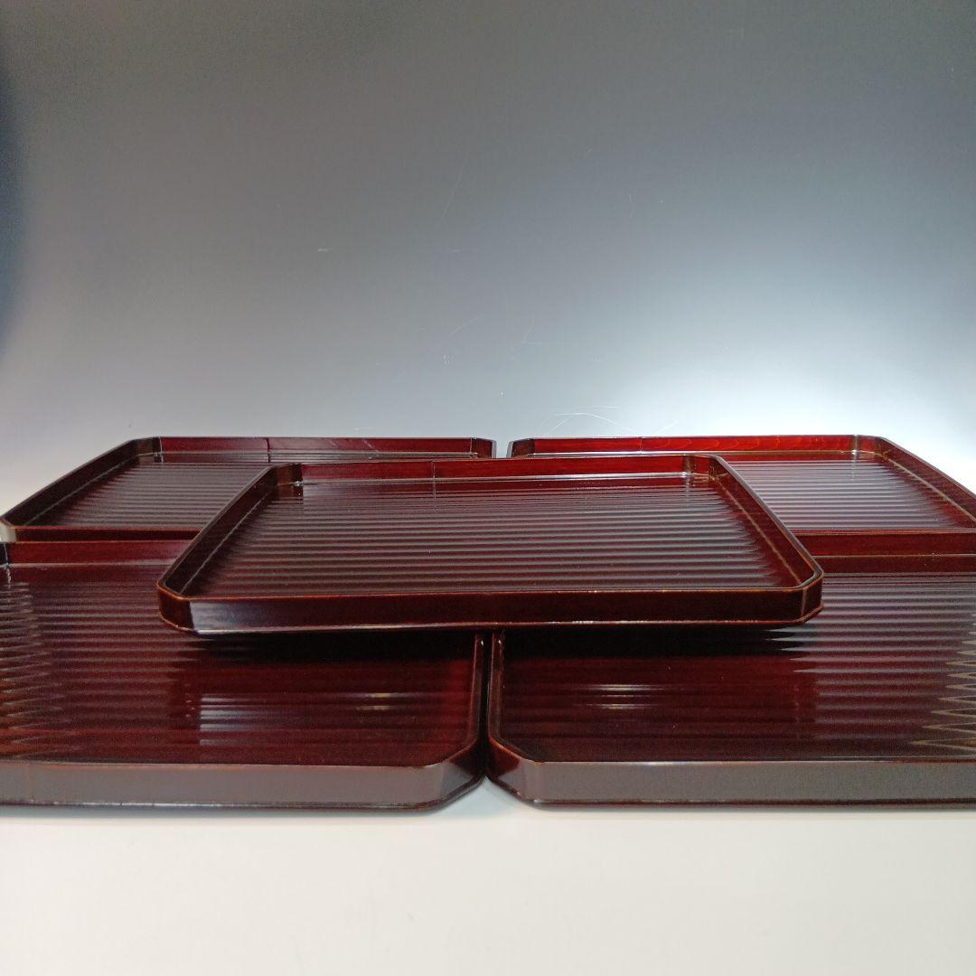 値下げ京都漆器　横長膳5枚　共箱