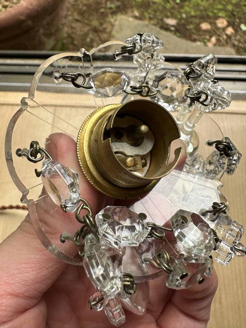 1900's フランス アンティーク 雨に濡れた小さなお花のミニシャンデリア＊