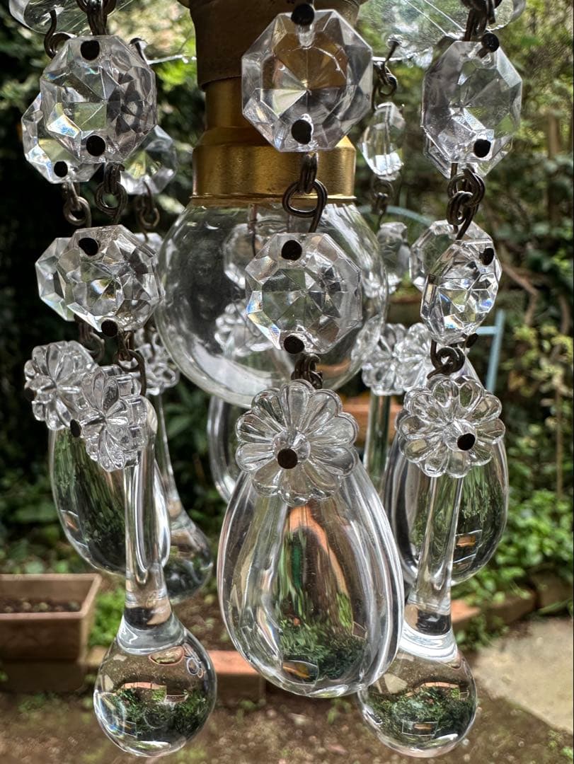 1900's フランス アンティーク 雨に濡れた小さなお花のミニシャンデリア＊