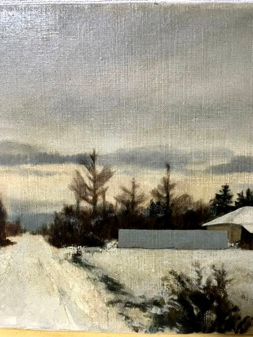 巨匠 野田弘志『道』油彩 カンヴァス M6 1974年作 原画 真作保証 1点物