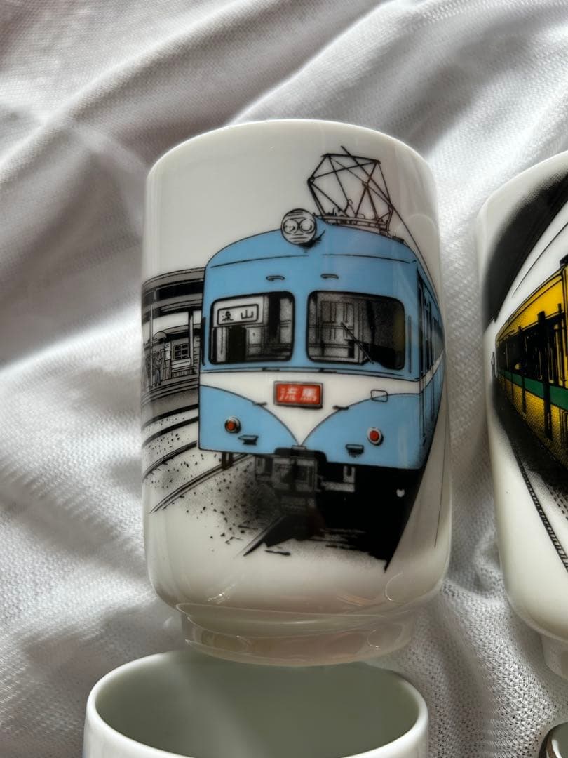 セール【レア・美品】流山電鉄　流鉄　湯飲み　9個セット　湯呑み 陶器 レトロ