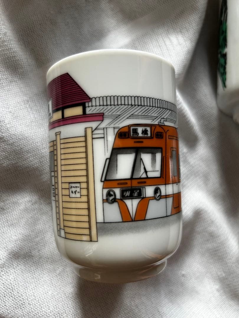 セール【レア・美品】流山電鉄　流鉄　湯飲み　9個セット　湯呑み 陶器 レトロ