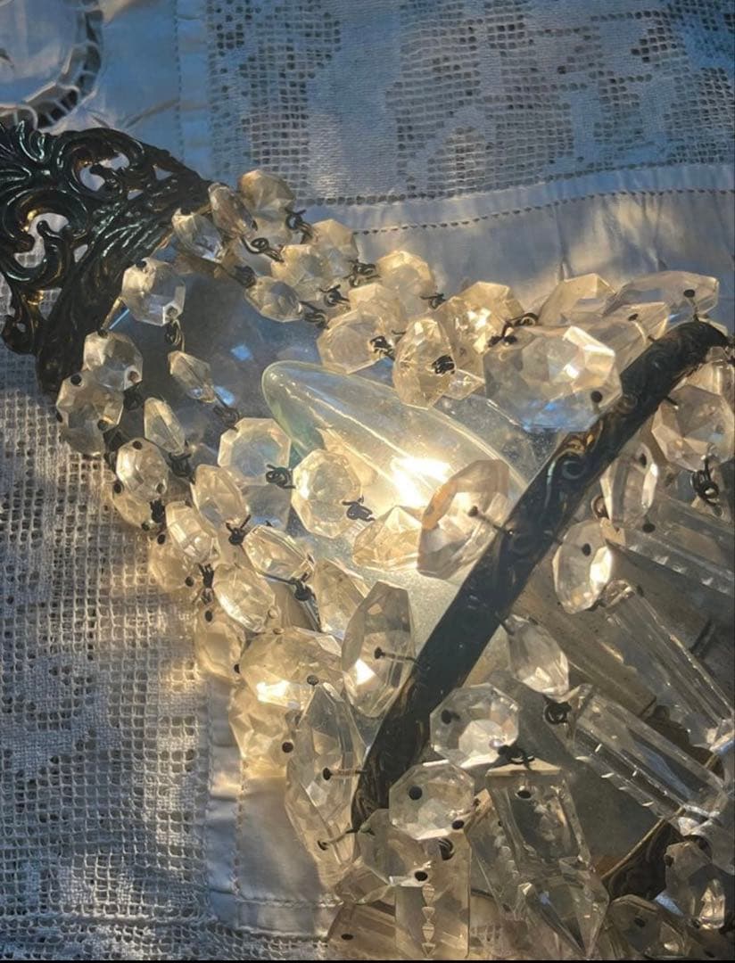 アンティークフランスガラスドロップシャンデリア ランプ照明壁掛けオルモル装飾