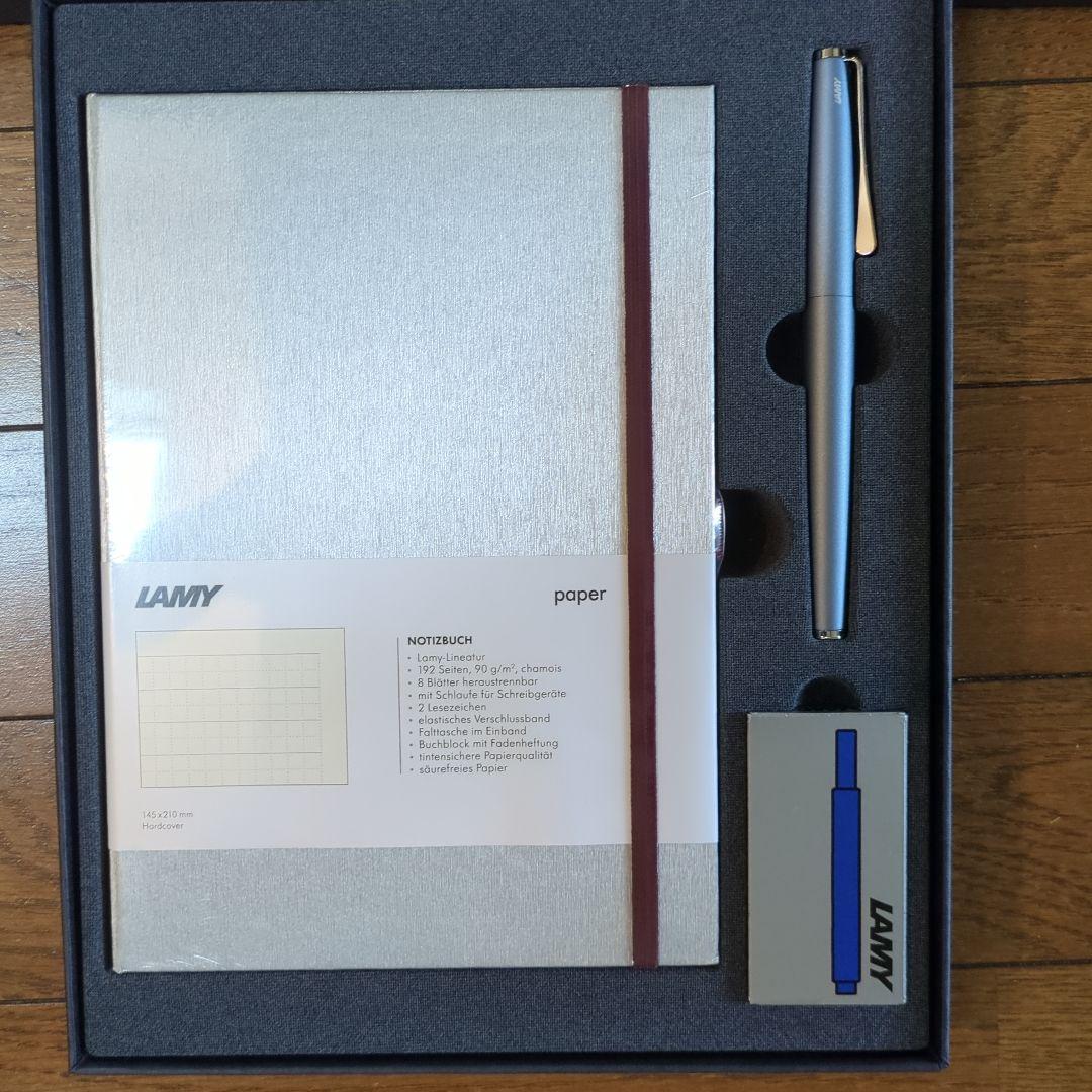 LAMY A5 方眼ノートと青いペンセット ３点