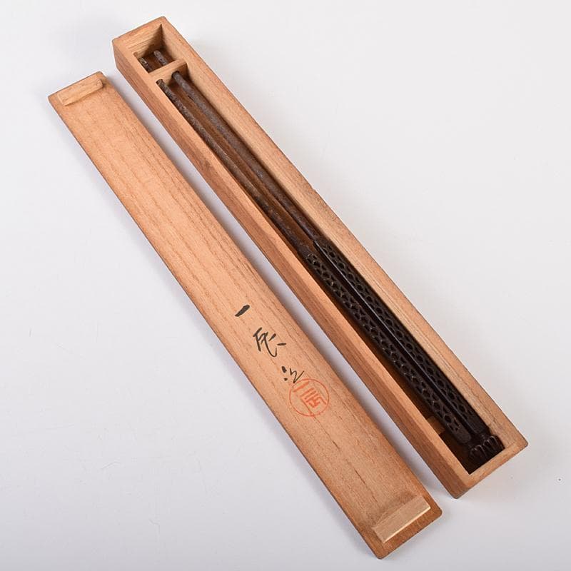 茶道具　一辰造　鉄時代　角透七宝象嵌入　飾火箸　共箱　V　R7701