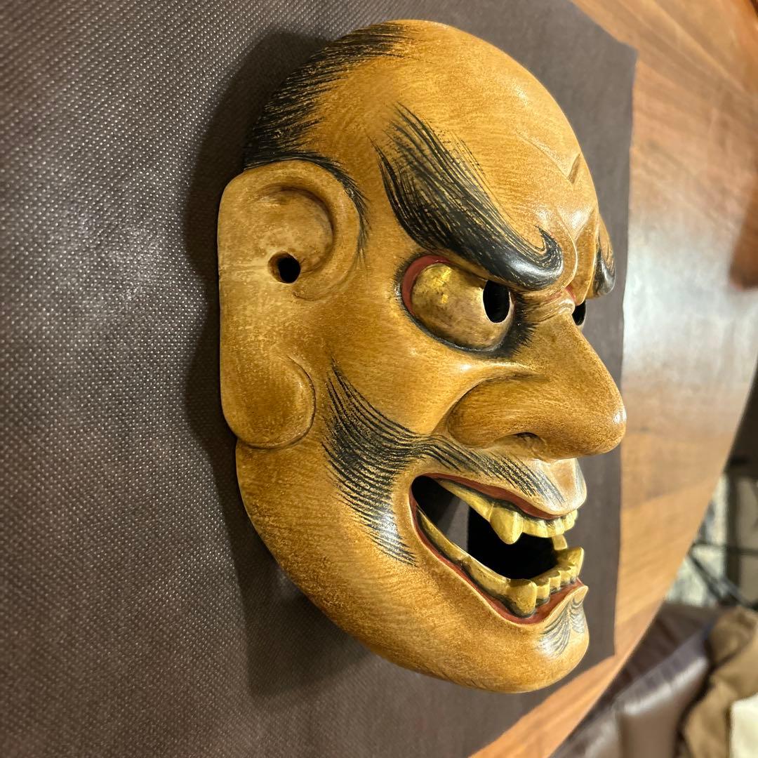能面　木彫り　顰　しかみ