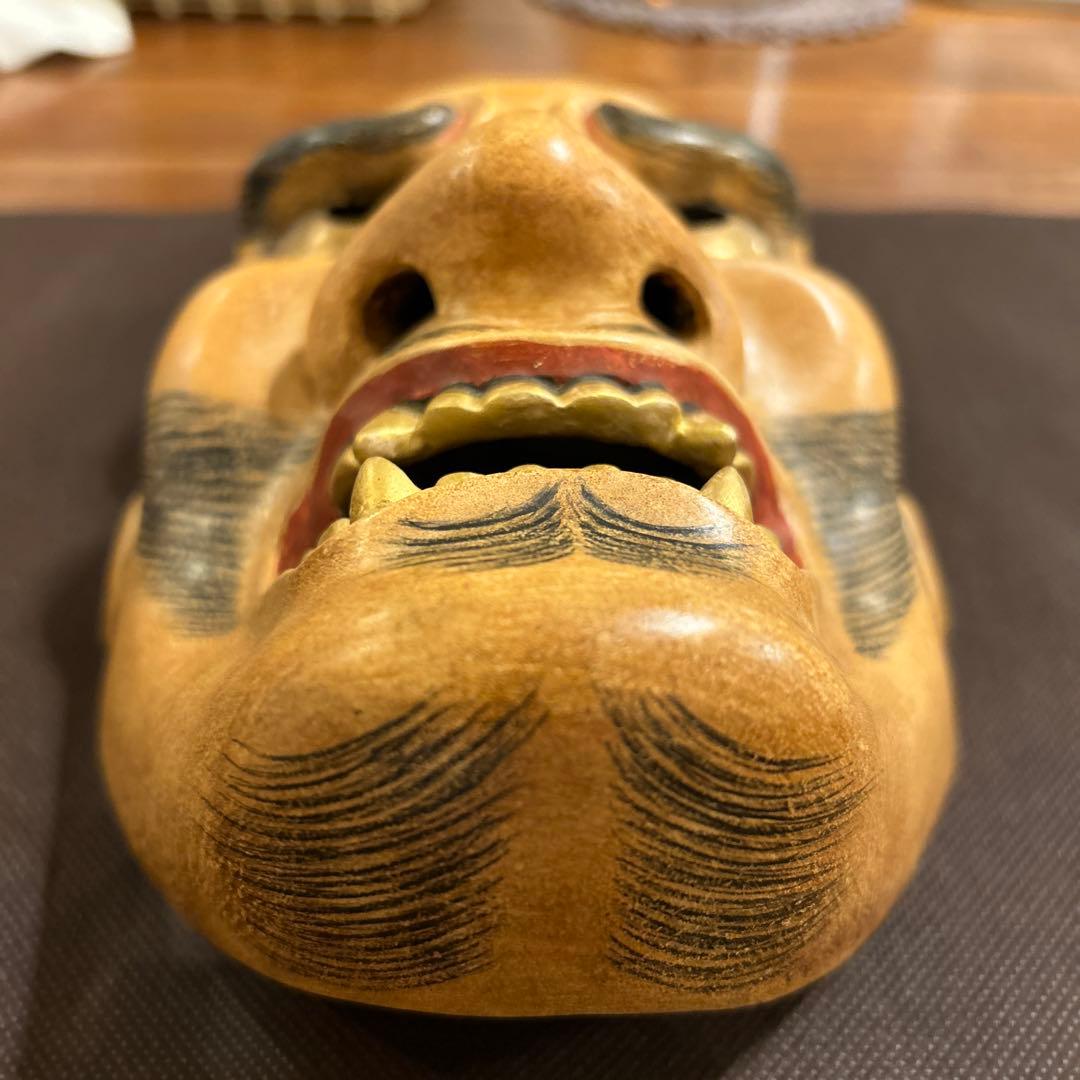 能面　木彫り　顰　しかみ