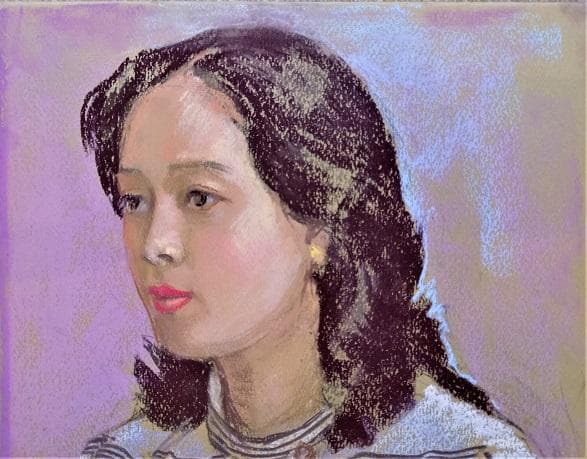 小島俊男　愛知県立芸術大学美術学部教授　パステル画　タイトル「婦人像」