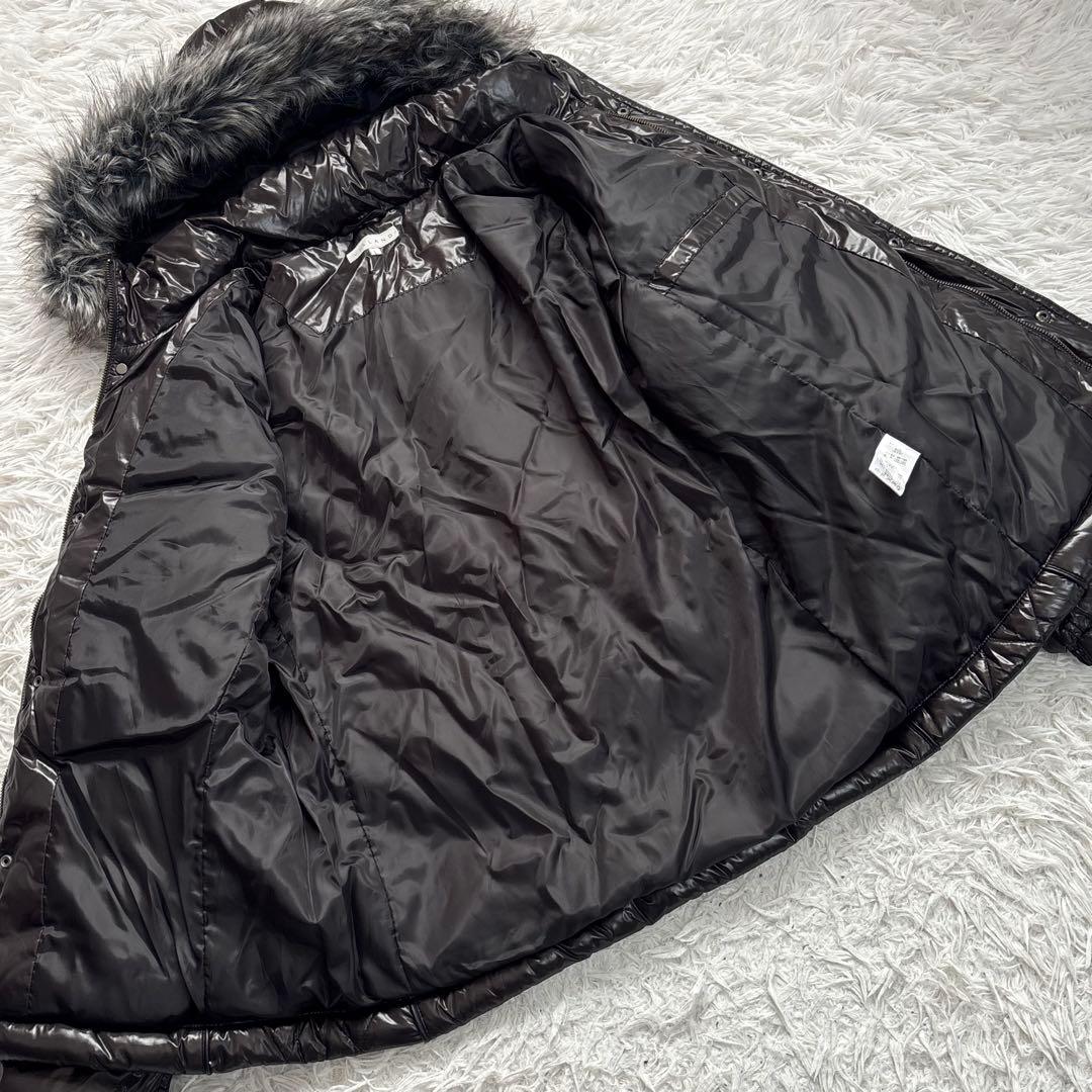 00's y2k ダウンジャケット　光沢 中綿ジャケット ファー　L　平成