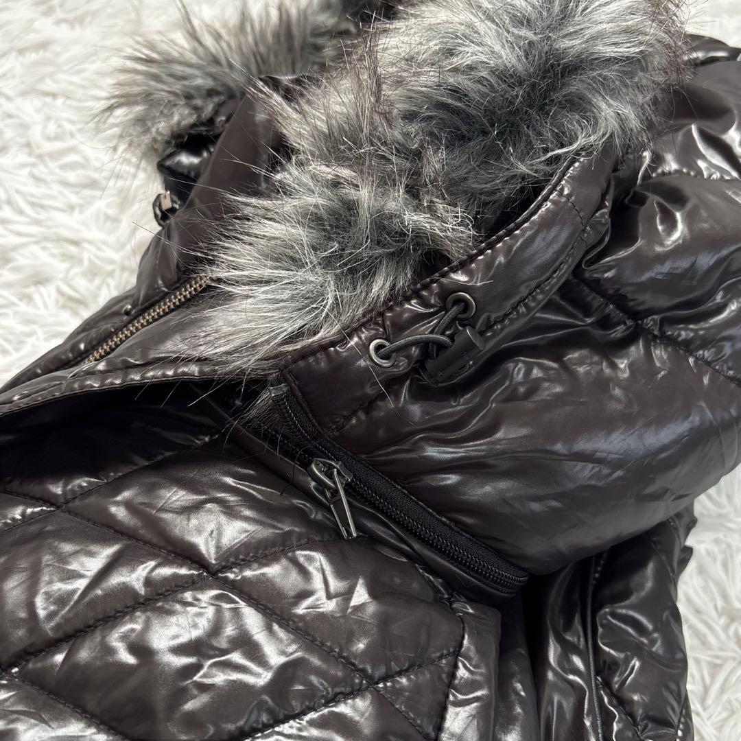 00's y2k ダウンジャケット　光沢 中綿ジャケット ファー　L　平成